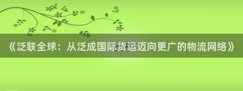 k豆钱包登录：《泛联全球：从泛成国际货运迈向更广的物流网